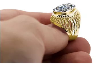 Циркон 14-кв Желтое золото Кольцо Винтаж стиль vrc089y